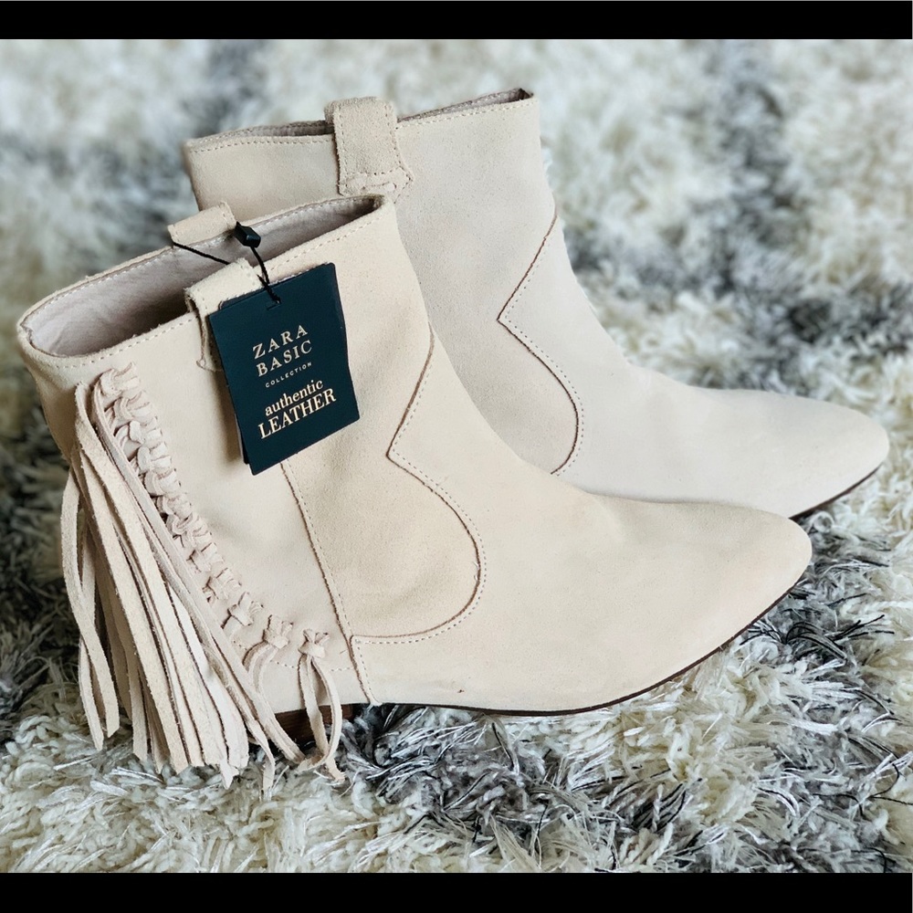 Zara leather Fringe Boots.NWT